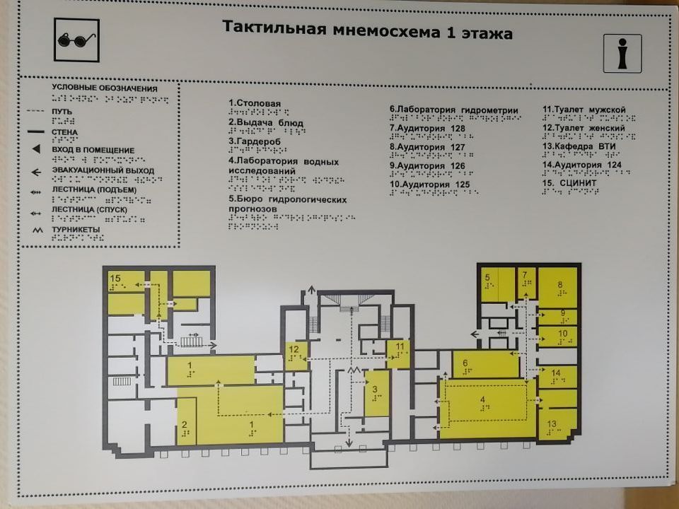 Карта корпуса с шифром брайля